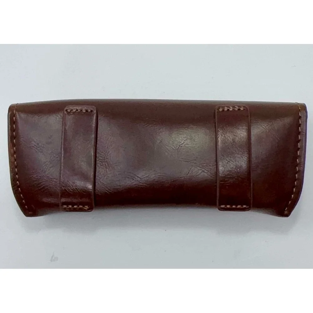 Vtg Polo Ralph Lauren Brown Leather Sunglass Eye Glass Case Green Lined Pony
